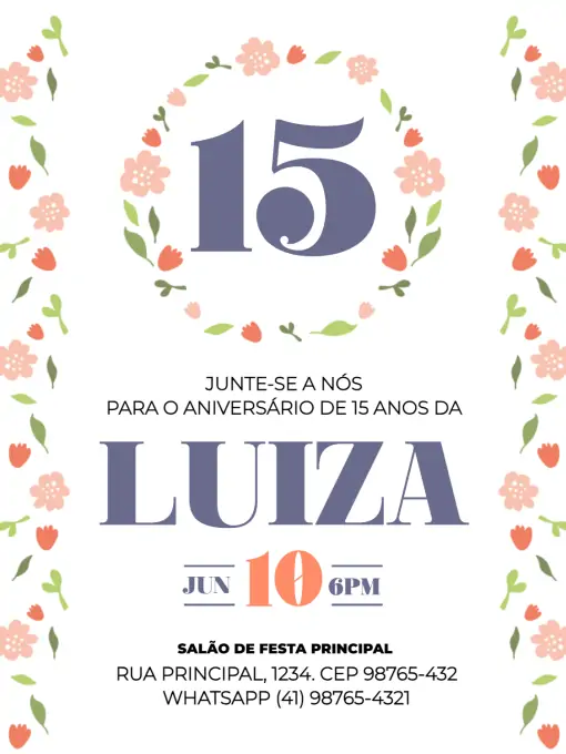 Fazer Modelos de Convite Digital para Editar De Aniversário 15 Anos