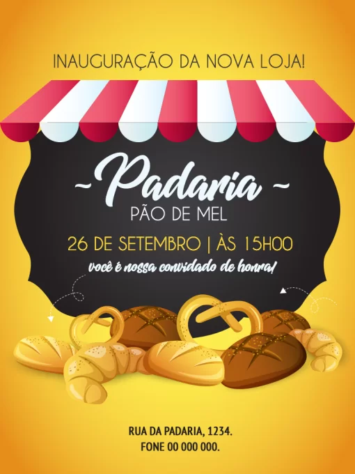 Modelo de convite - inauguração padaria