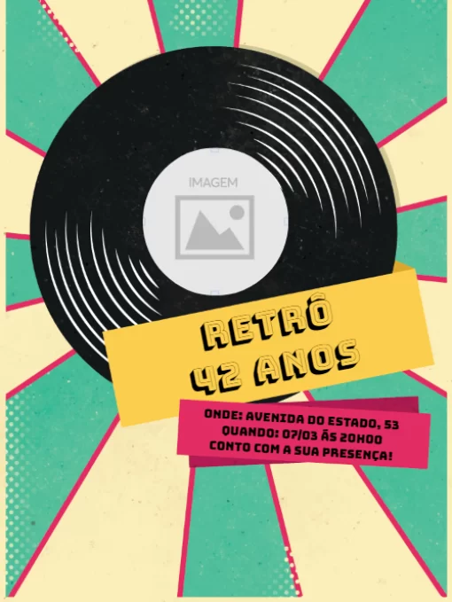 Modelo de convite - aniversário festa retro