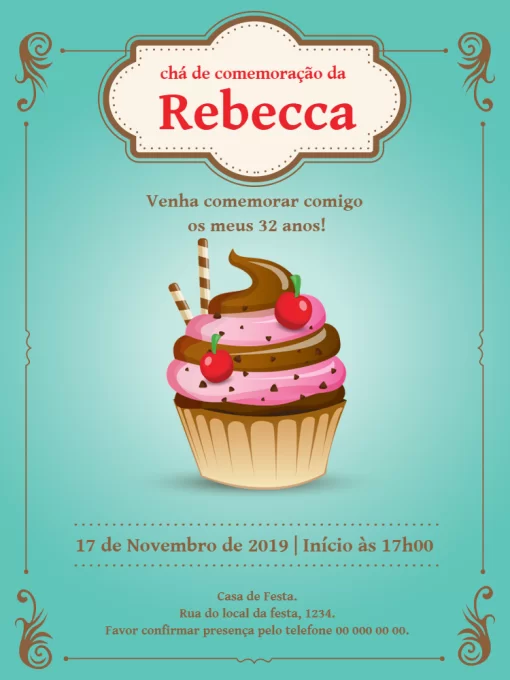 convite Aniversário Cupcake convite Aniversário Cupcake