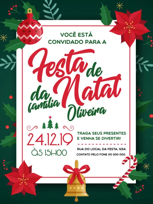 Convite De Festa De Natal ho ho ho efeites Edite Online