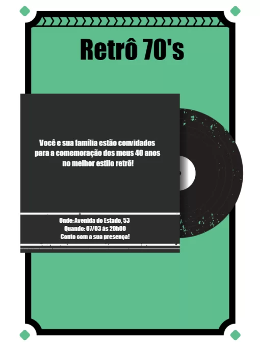 Modelo de convite - aniversário festa retro