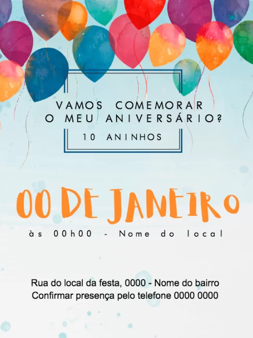 Modelo de convite - aniversário menino