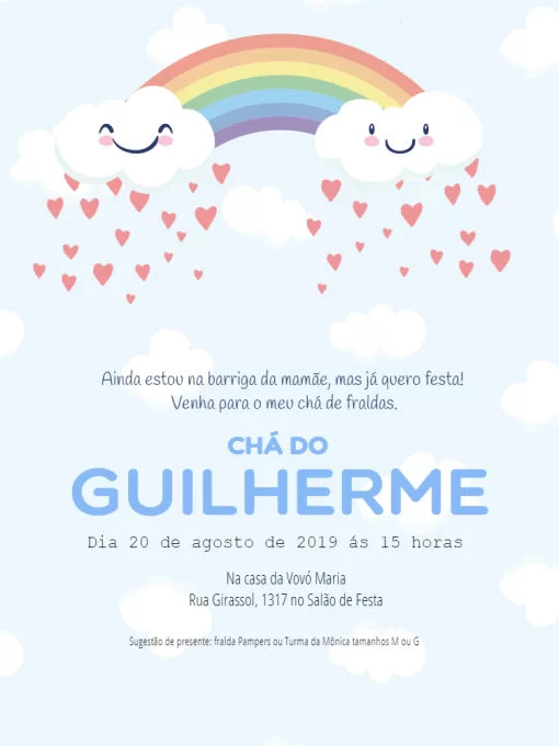 Modelo de convite - chuva amor