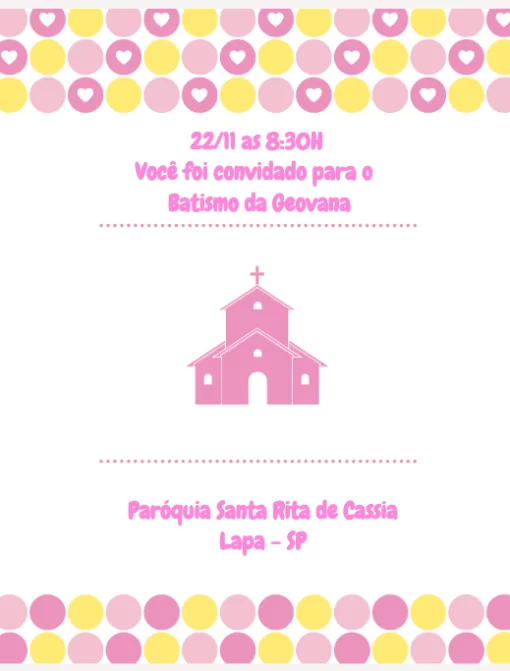 Convite Batismo Menina Convite Batismo Menina
