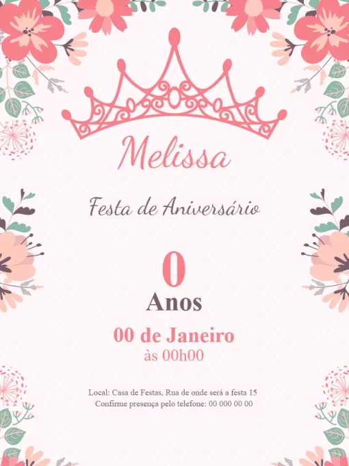 Convite Princesas para editar e imprimir grátis - Festa Free