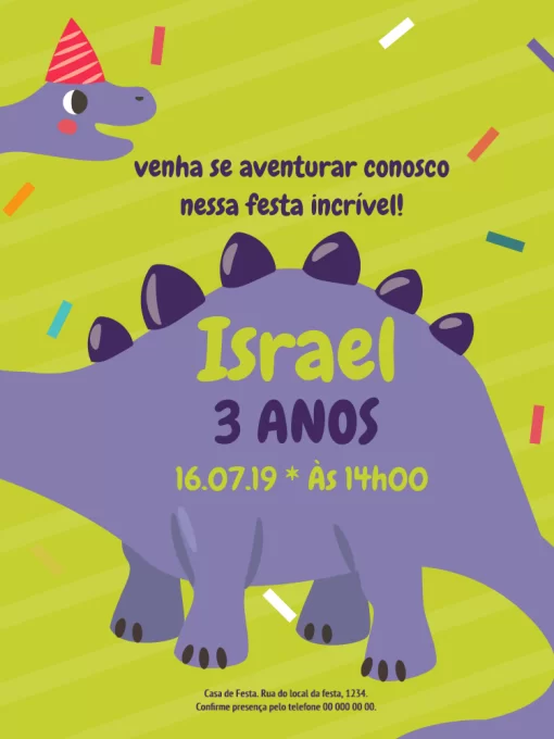 Convite Dinossauros Grátis para Baixar, Editar e Imprimir. DIGIfesta