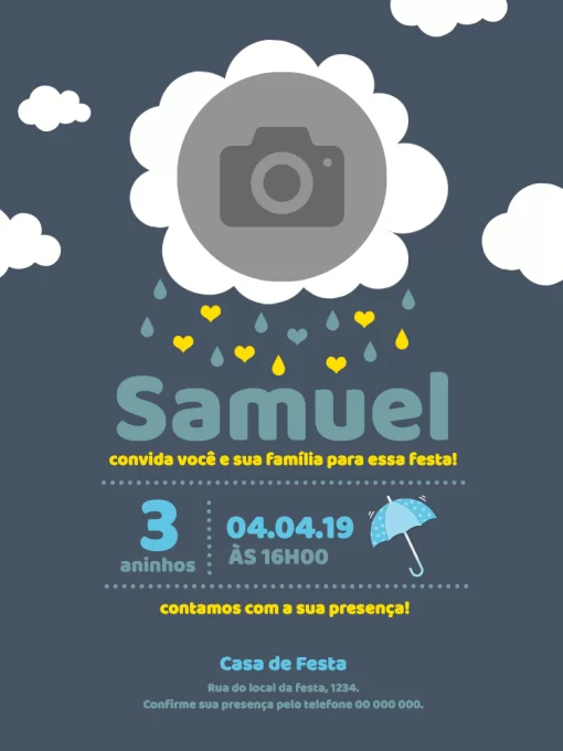 Modelo de convite - aniversário chuva amor menino 2