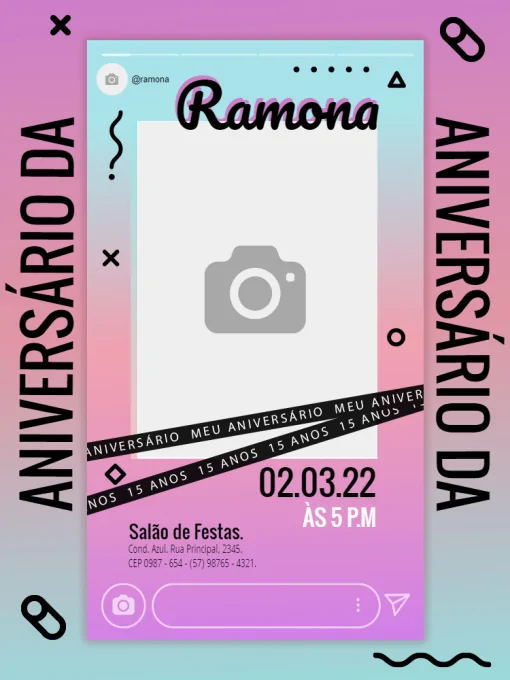 Modelo de convite - festa aniversário rosa