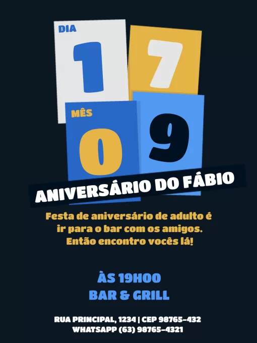 Modelo de convite - aniversário zueira azul