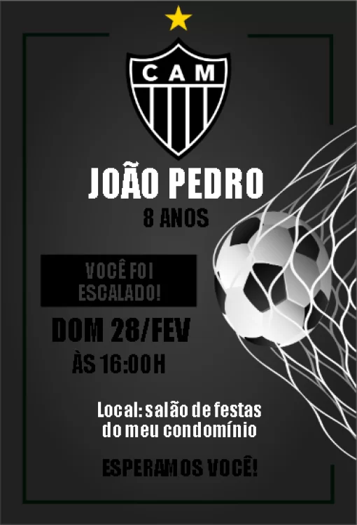 Fazer convite online convite digital Aniversário Atlético Mineiro
