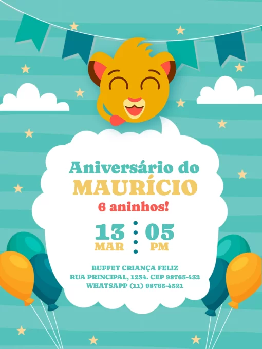 Convite de Aniversário Bolofofos Edite Online