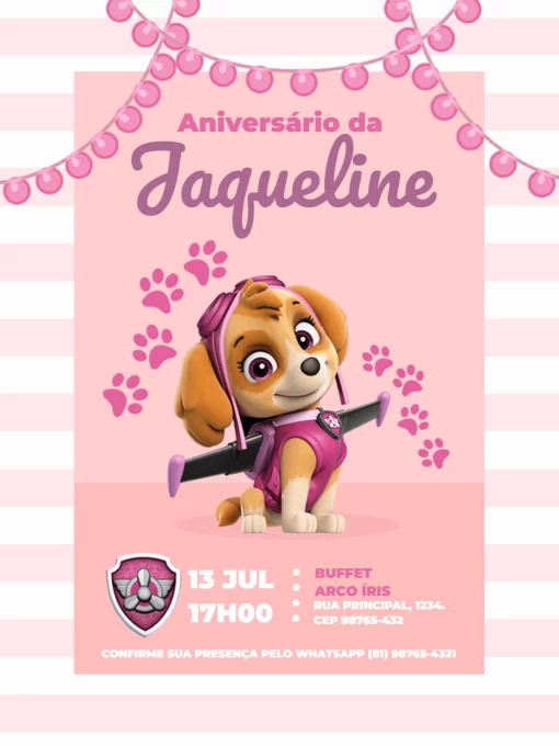 Convite Digital Patrulha Canina Para Editar  Decoração aniversario patrulha  canina, Convites patrulha canina, Patrulha canina para imprimir