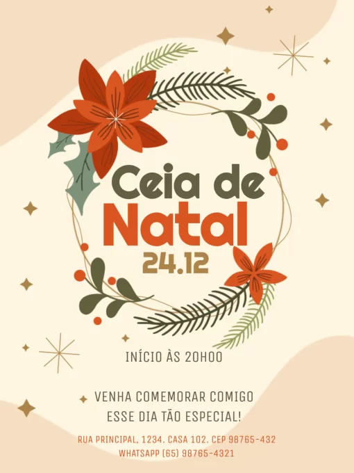Modelo de convite - ceia natal floral