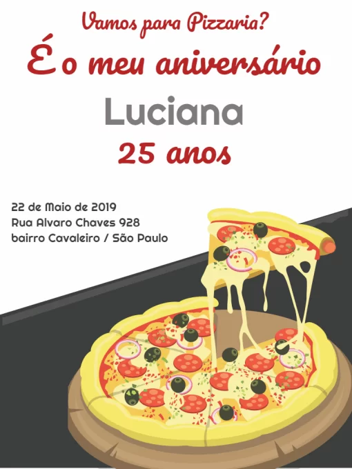 Convite online de pizzaria edite grátis