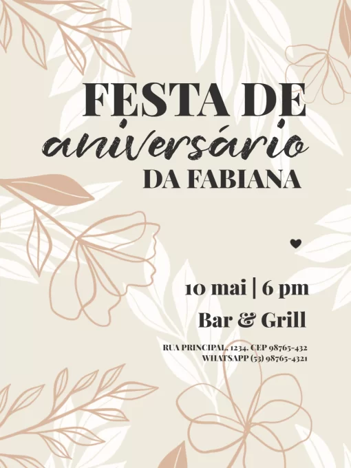 Convite De Aniversário Adulto Feminino Floral Convite De Aniversário Adulto Feminino Floral