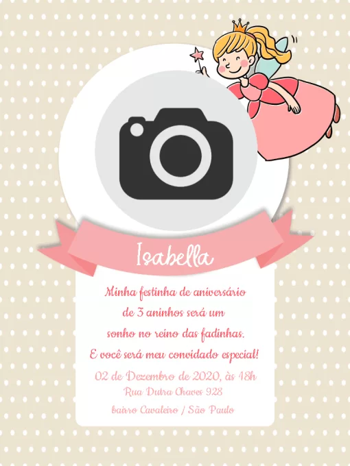Modelo de convite - aniversário fadinha