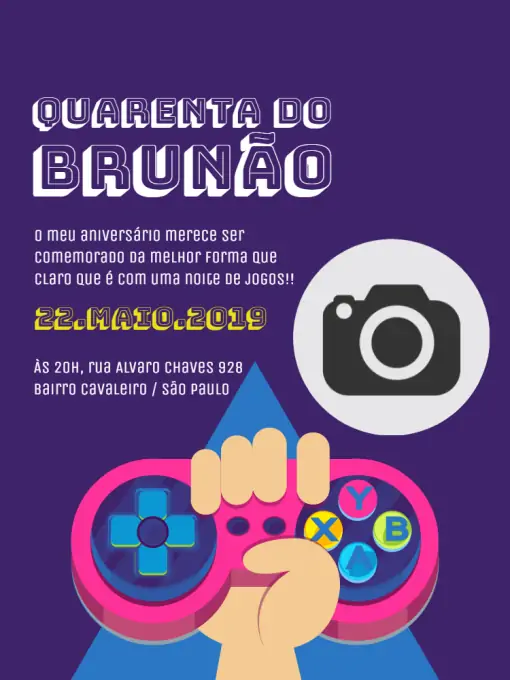 Convite Free Fire Para Imprimir Roxo Edite Online