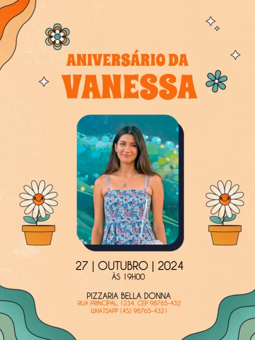 Convite De Aniversário Adulto Feminino Laranja Com Foto Convite De Aniversário Adulto Feminino Laranja Com Foto