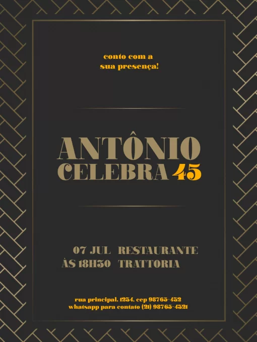 Convite De Aniversário Adulto Masculino Dourado Convite De Aniversário Adulto Masculino Dourado