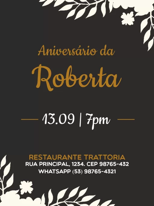 Modelo de convite - aniversário adulto feminino escuro delicado