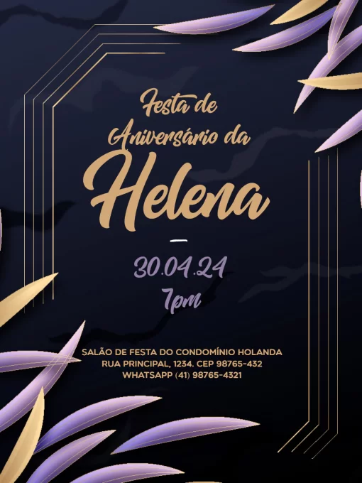 Modelo de convite - aniversário adulto feminino elegante escuro