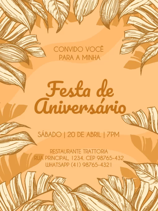 Modelo de convite - aniversário adulto feminino laranja