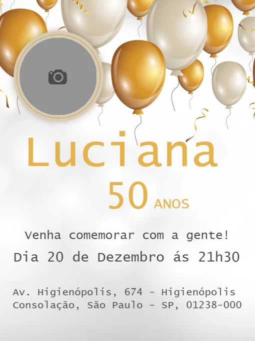 Convite De Aniversário 50 Anos Escuro Edite Online