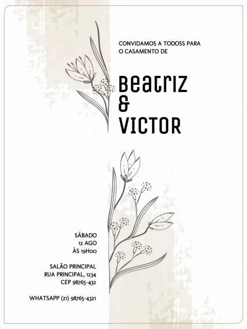 Convite De Casamento Chique e Floral Convite De Casamento Chique e Floral