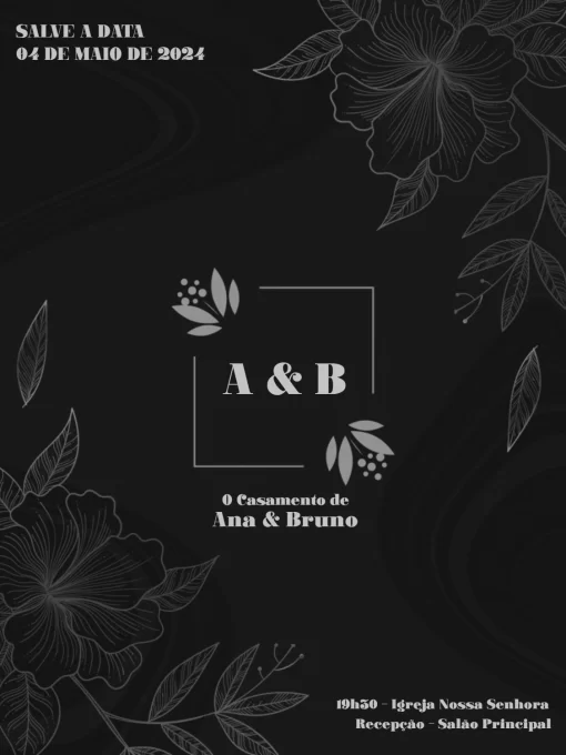 Modelo de convite - casamento chique e elegante