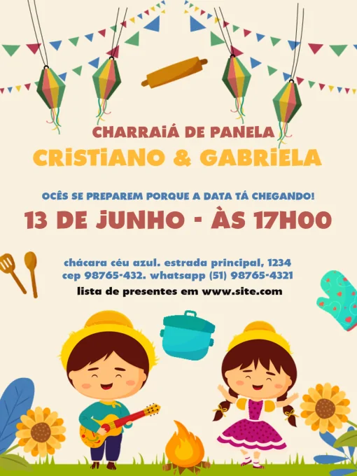 Modelo de convite - charraiá panela