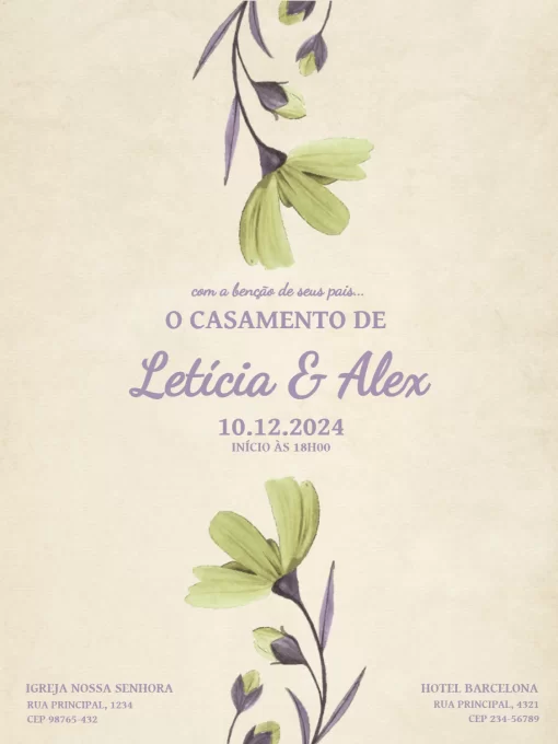 Convite De Casamento Rústico Floral Convite De Casamento Rústico Floral