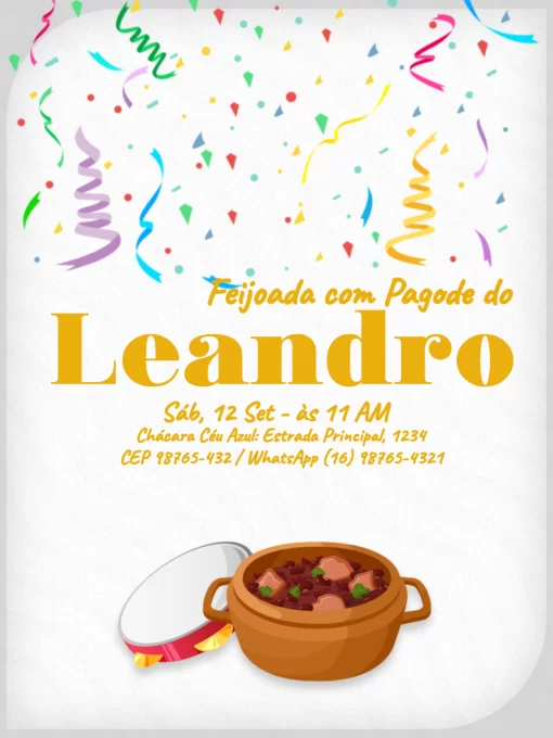 Modelo de convite - aniversário feijoada com pagode