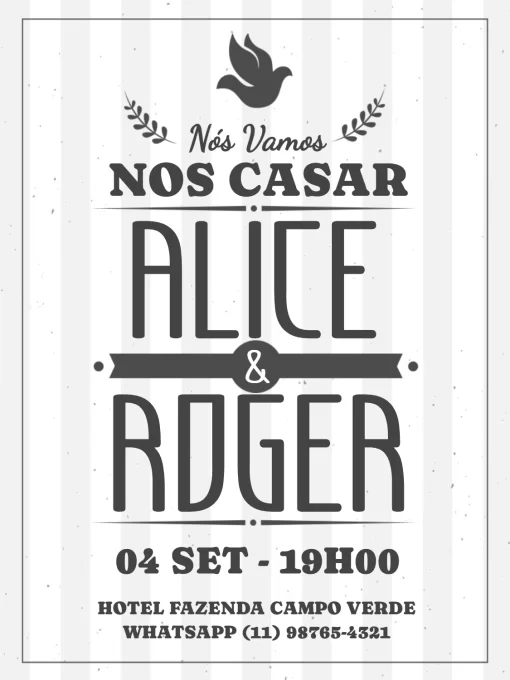 Convite De Casamento Hipster / Moderno Listrado Convite De Casamento Hipster / Moderno Listrado