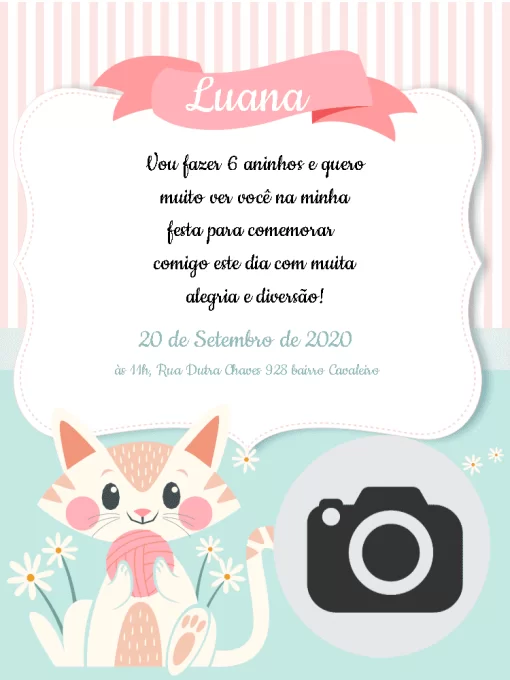 Camiseta Aniversário Personalizada Gatinha Marie Desenho