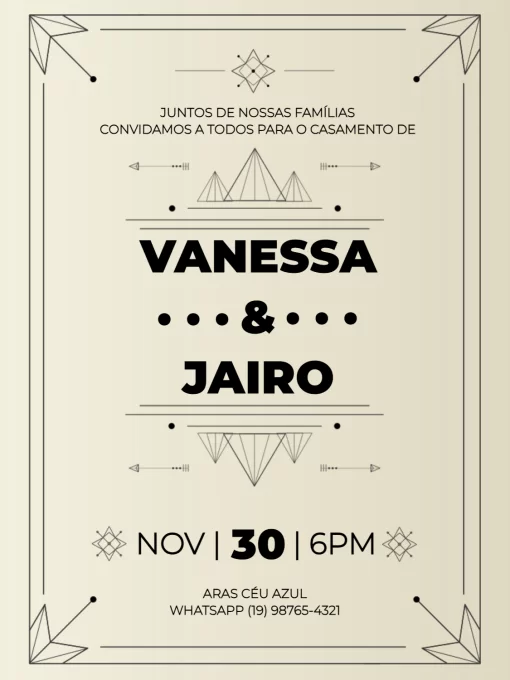 Modelo de convite - casamento hipster / moderno minimalista