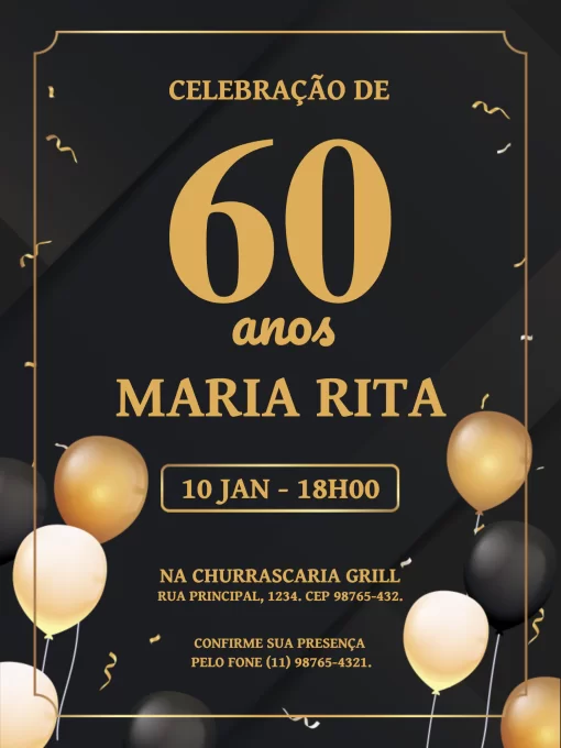 Convite De Aniversário 50 Anos Escuro Edite Online