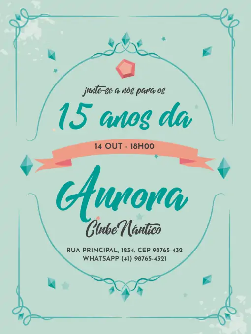 Modelo de convite - aniversário 15 anos diamante verde