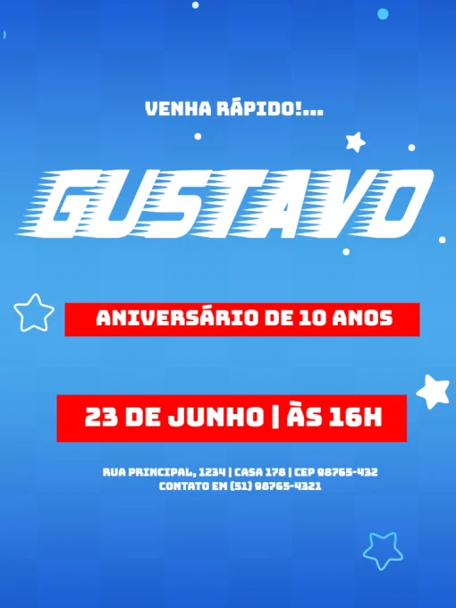 Convite Sonic para Imprimir - Fazendo a Nossa Festa