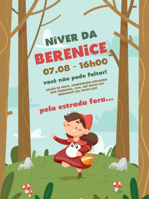 Convite Digital Chapeuzinho vermelho aquarela em 2023  Festa infantil chapeuzinho  vermelho, Ideias de convite, Chapeuzinho vermelho