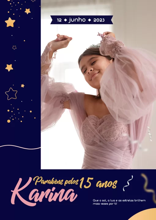 Modelo de convite - cartaz aniversário 15 anos com foto