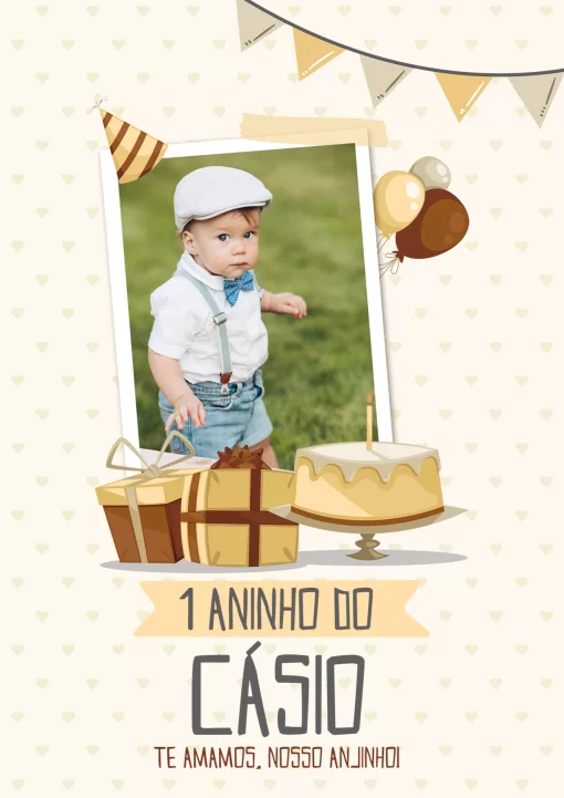 Modelo de convite - cartaz aniversário 1 ano com foto