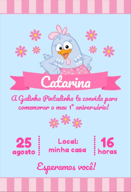 Convite de Aniversário Galinha Pintadinha Candy Edite Online