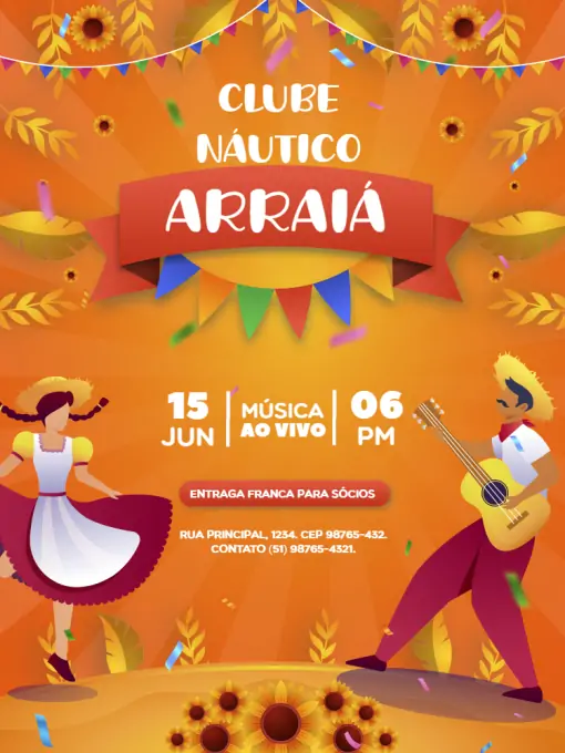 Convite Festa Junina Laranja