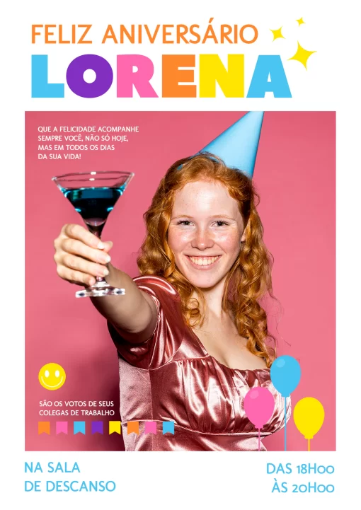 Cartaz De Aniversário Moderno Com Foto Cartaz De Aniversário Moderno Com Foto