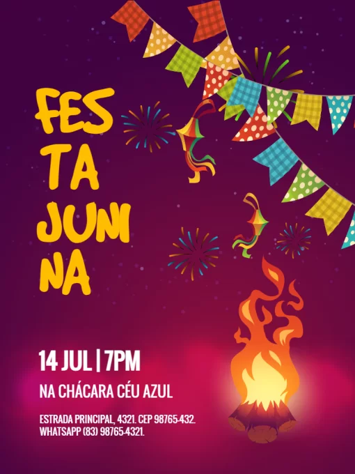 Convite Festa Junina Fogueira Convite Festa Junina Fogueira