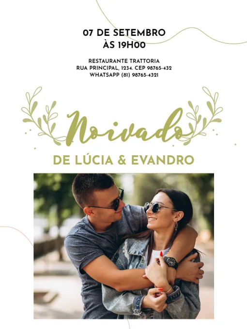 Modelo de convite - noivado com foto delicado