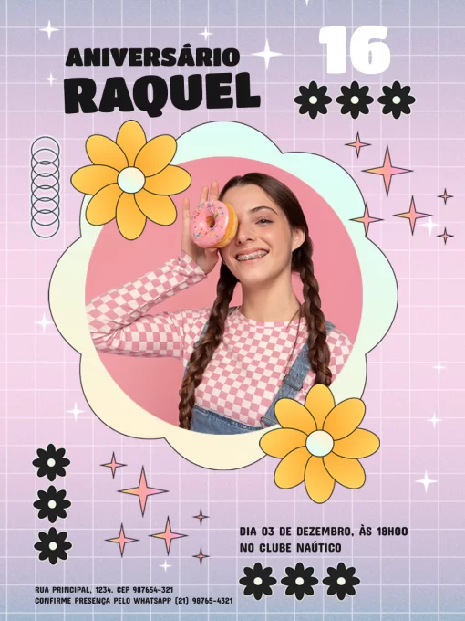 Modelo de convite - aniversário para menina divertido com foto