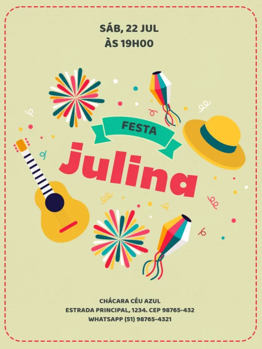 Modelo de convite - festa julina balão