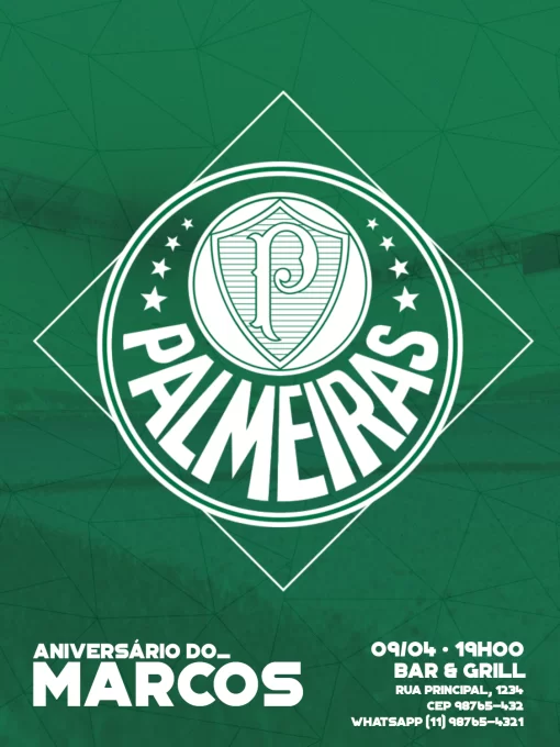 Convite Time Palmeiras - Edite grátis com nosso editor online